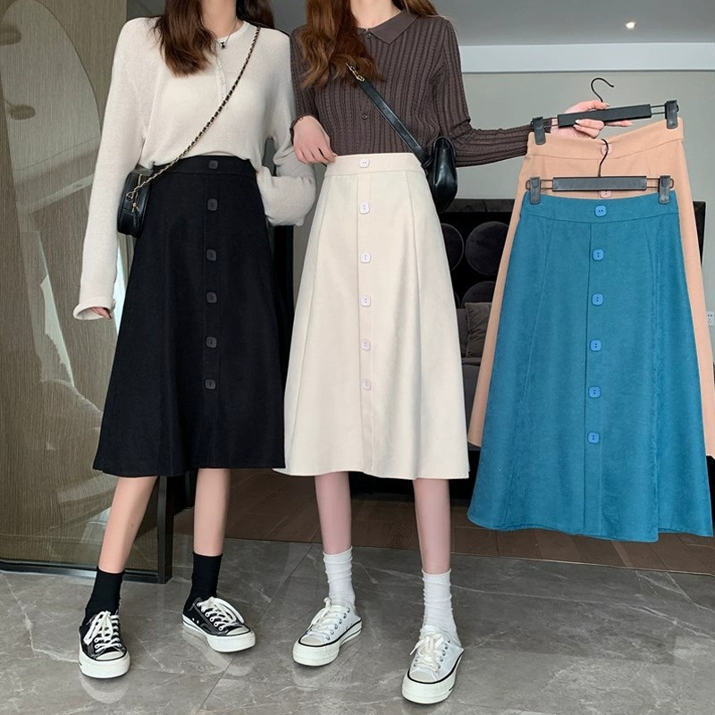 Spring and Autumn Hip Umbrella Skirt 2023 Cover All-match Korean Style plus size A- line Skirt High Waist Slimming Large Swing Skirt Mid-length Skirt