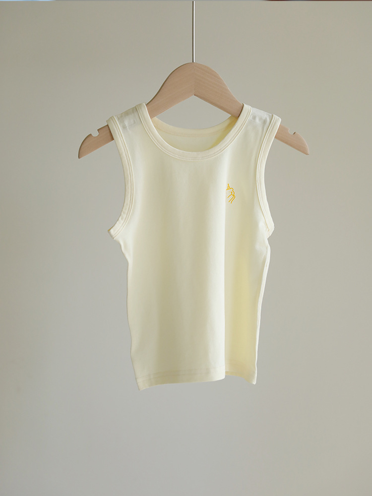 Picture of 2025 new summer children's boneless cartoon vest for boys and girls baby sky bamboo cotton thin bottoming sleeveless t outer wear