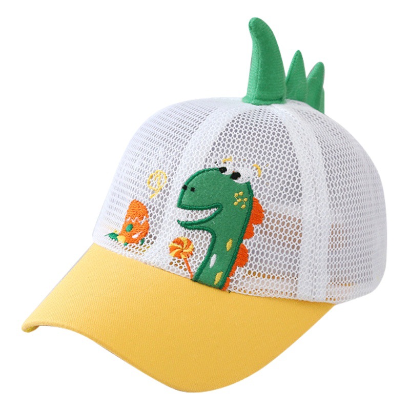 Children's Baseball Cap for Girls, Fashionable Long Neck Dinosaur Mesh Cap for Boys, Summer New Sunshade and Breathable Peaked Cap