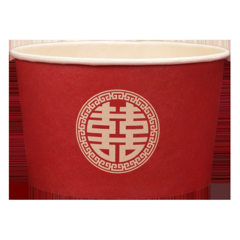 Disposable Paper Cup wedding thickened red cup festive banquet special natural color Rice Bowl customized banquet tableware