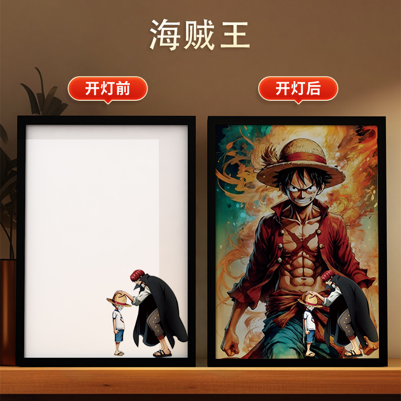 Picture of Carefully Selected One Piece - Luffy Light Painting Zoro Atmosphere Luminous Decorative Painting DIY Animation Creative Desktop Table