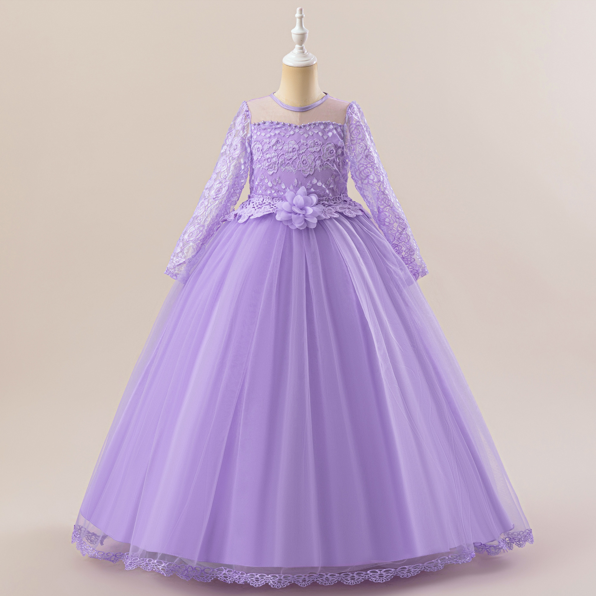 Europe and the United States Amazon source children's dress lace flower girls puffy princess dress children's wedding evening dress