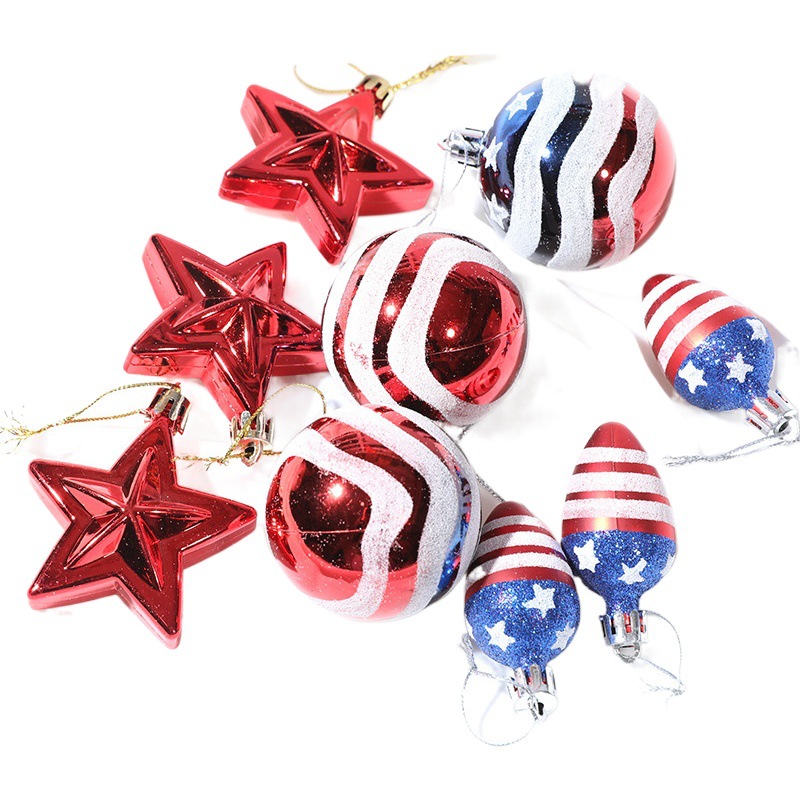 Cross-border supply Christmas ball US Independence Day decoration hanging ball Christmas tree decoration props American plastic ball set
