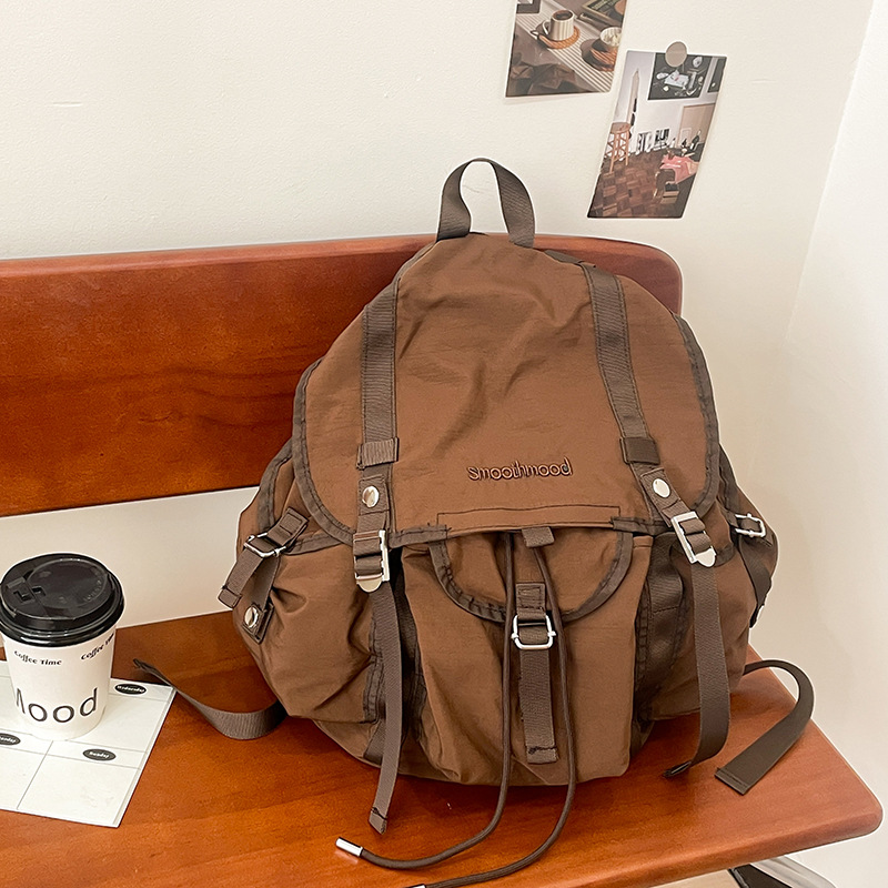 Picture of Korean Niche Design Casual Pleated Backpack 2025 New Nylon Versatile Large Capacity Lightweight Travel Backpack