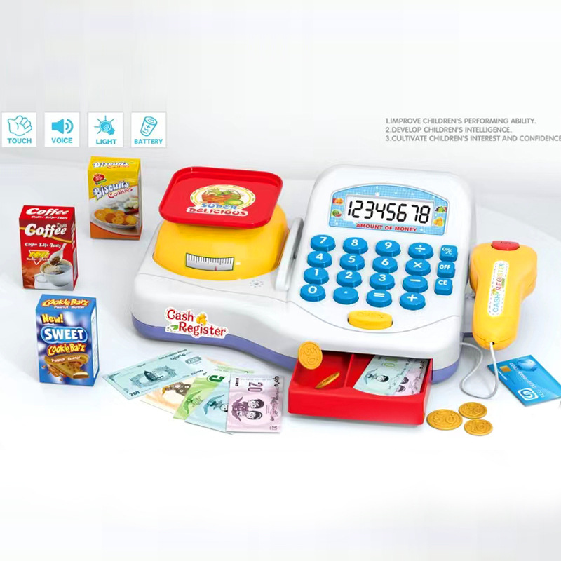 Cross-Border Children's Market Cash Register Toy Brush Card Set Boys and Girls Play House Cartoon Fun Electric Toys
