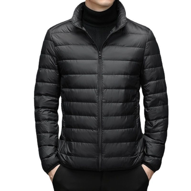 Picture of Brand Handle Autumn and Winter Light Down Cotton-padded Jacket Men's Short Vertical Collar Hooded Middle-aged and Elderly Light Thin Broken Coat