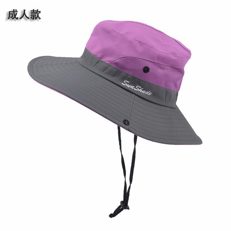 Picture of Cross-Border Summer Women's Outdoor Sun Hat Ponytail Hole Fisherman Hat Sun Protection Sun Hat Breathable Mountaineering Hat Parent-Child Style