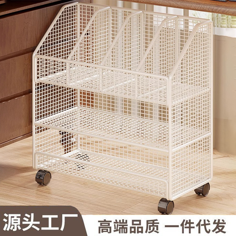 Bookshelf Home Living Room Movable Book Storage Cart Student's Desk Simple Test Paper Textbook Fitting Rack