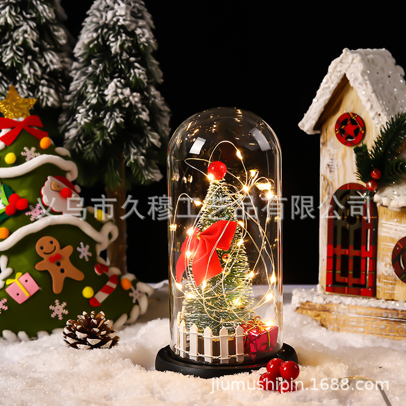 Factory goods Christmas tree 8 kinds of luminous pattern light decoration snow mini Christmas desktop decorations diy desktop ornaments