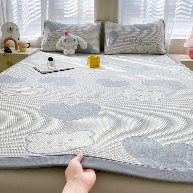 Picture of Bingdoudou Three-Piece Summer Cooling Mat Set, Ice Silk Mat Mattress, Machine Washable, Suitable for Infants and Toddlers, Air-Conditioned Soft Mat