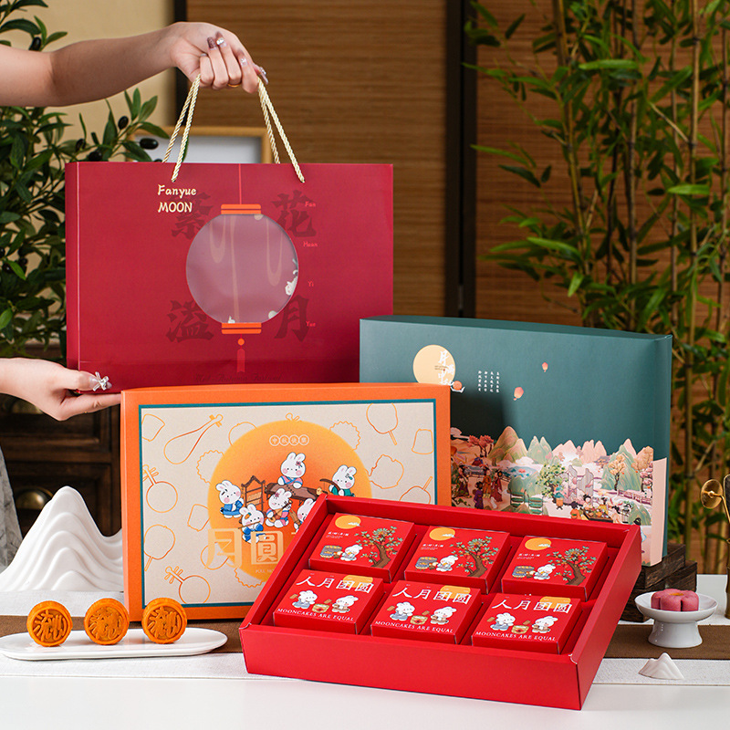 2025 Mid-Autumn Mooncake Packaging Box Gift Box 100g 6-Piece Handbag Set Egg Yolk Crisp Box Mooncake Gift Box