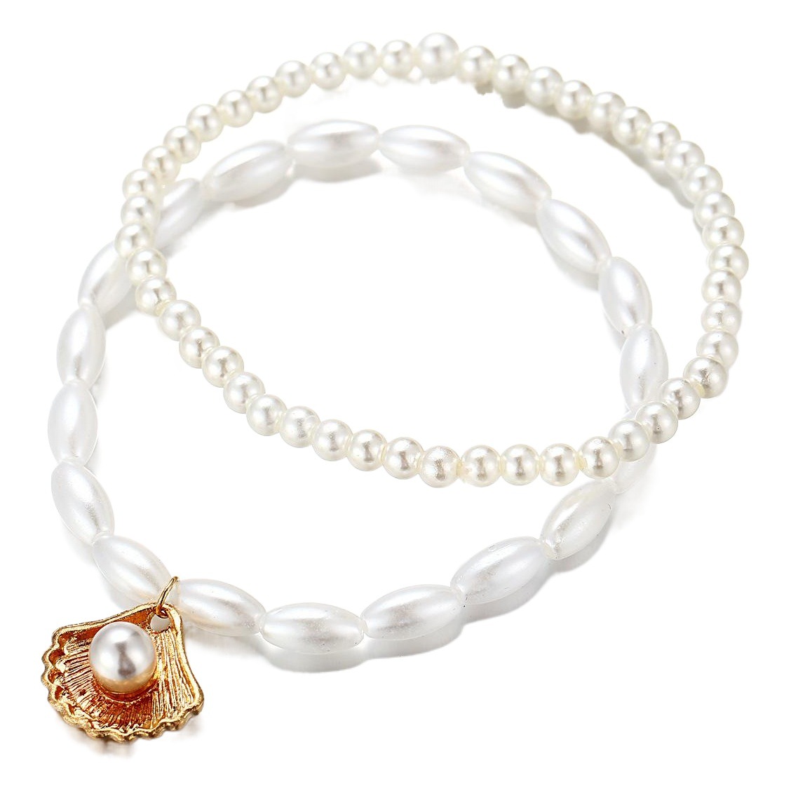 Picture of 5379 Han Zhishang Europe and the United States cross-border new simple artificial pearl fan shell pendant anklet creative retro foot decoration