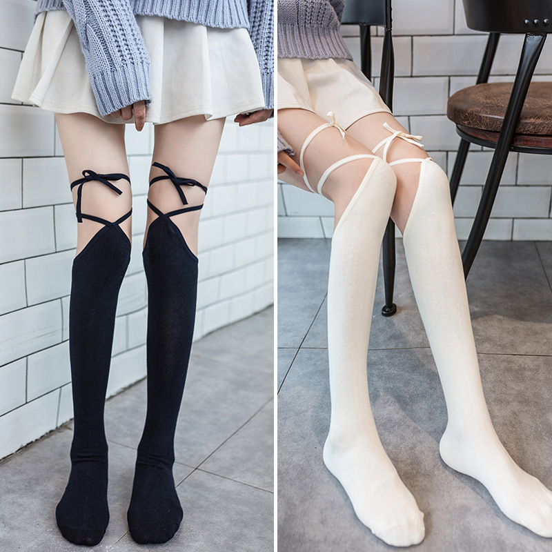 lolita Cross Strap Over-the-Knee Socks Long jk Uniform Socks Women's Japanese lolita Mid-high Stockings Cute