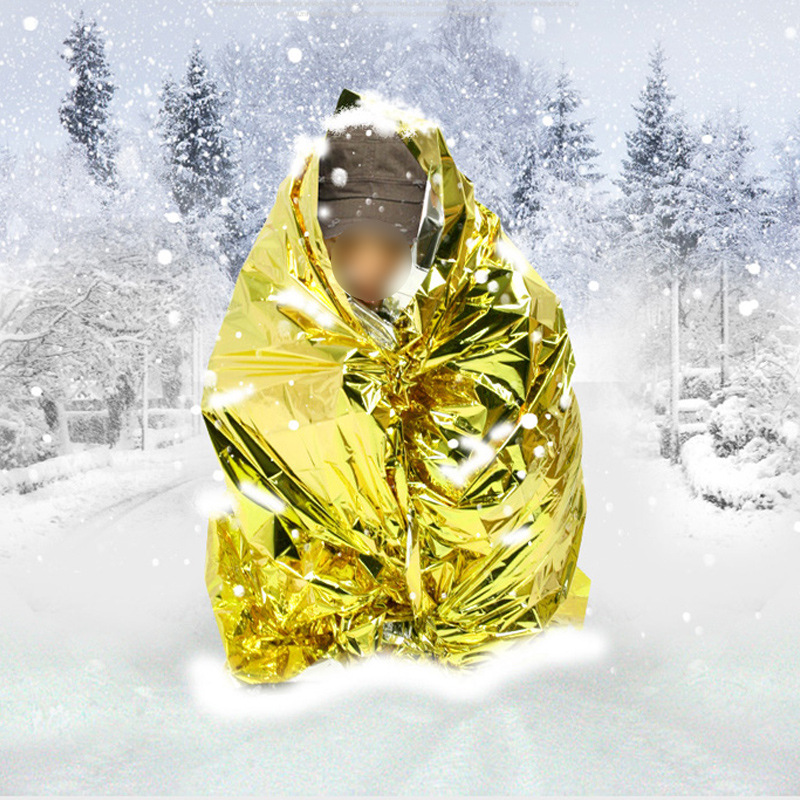 Outdoor Emergency blanket earthquake emergency kit first aid sleeping bag insulation life blanket double-sided insulation blanket moisture-proof floor mat Golden