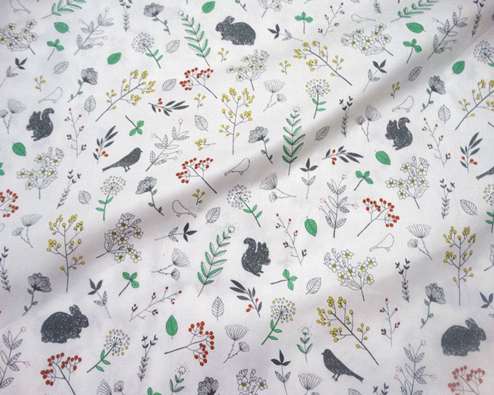 Picture of Cotton cotton twill printed kindergarten cartoon fabric bedding baby fabric 1.6 meters wide birds and flowers
