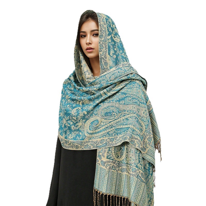 Picture of 2025 Cross-Border New Imitation Cashmere Scarf Ethnic Style Scarf Shawl Cashew Flower Accessible Luxury High-End Tassel Scarf