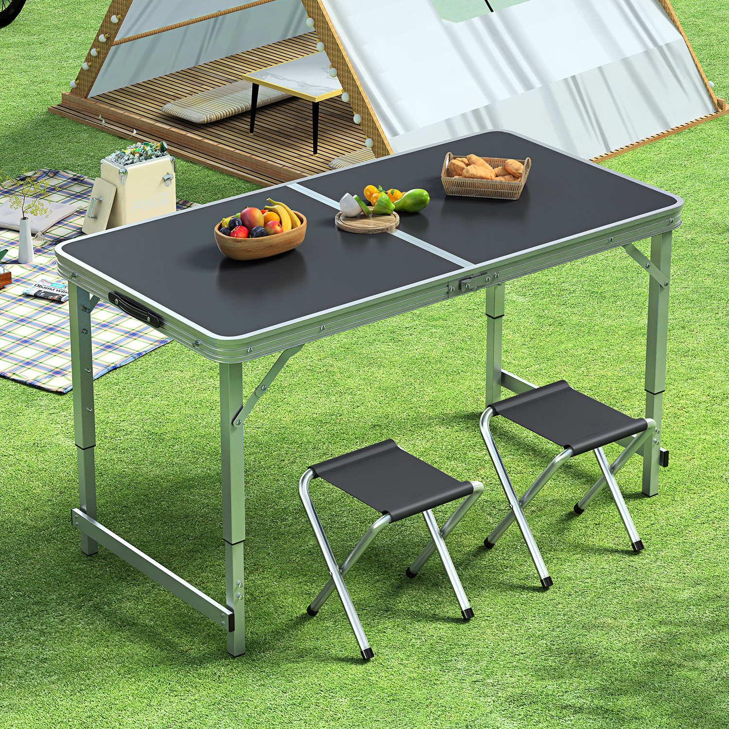 Picture of Outdoor Table Portable Aluminum Alloy Foldable Dining Table Folding Table and Chair Picnic Small Table Stall Table Round Square Tube Table
