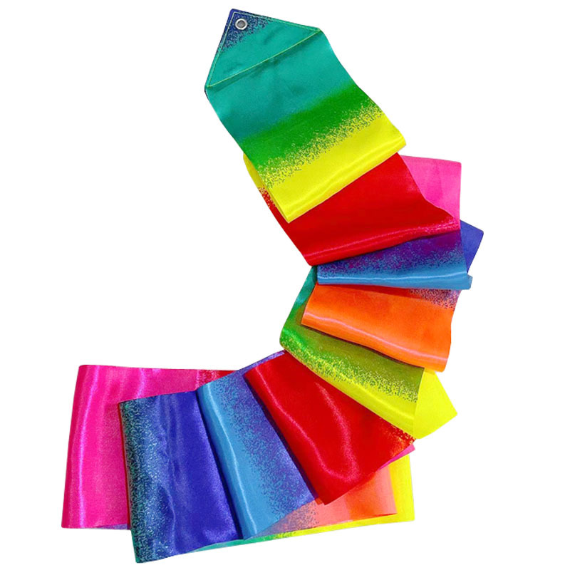 Picture of Children's ribbon stick rhythmic gymnastics ribbon 10cm wide gradient color dance ribbon square dance ribbon dragon dance ribbon
