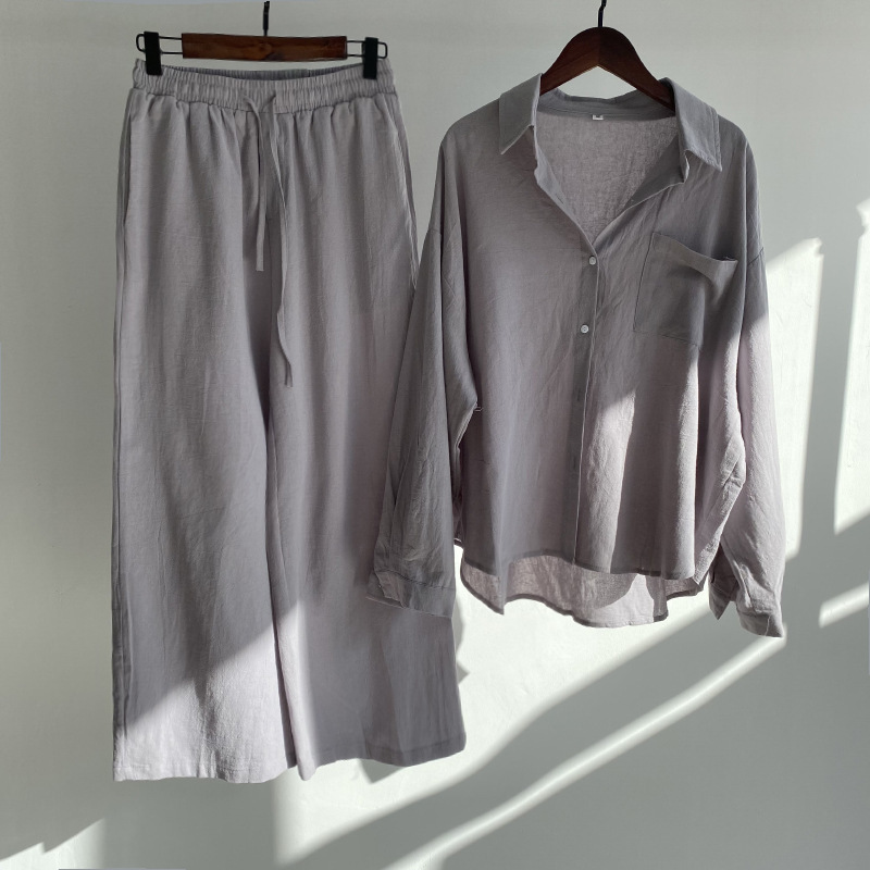 Picture of AliExpress cross-border plus size women's clothing 2025 spring retro temperament high waist loose pants commuter shirt suit women