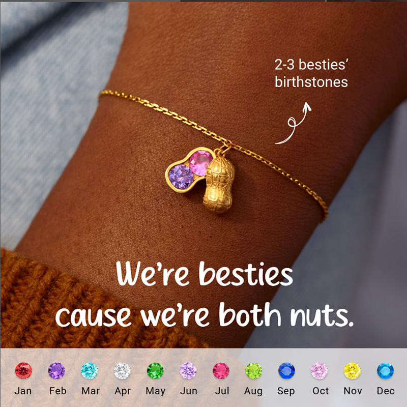 Cross-Border We Are Besties2-4 Birthstone Peanut Bracelet Fashion Exquisite Niche Good Things Happen Bracelet