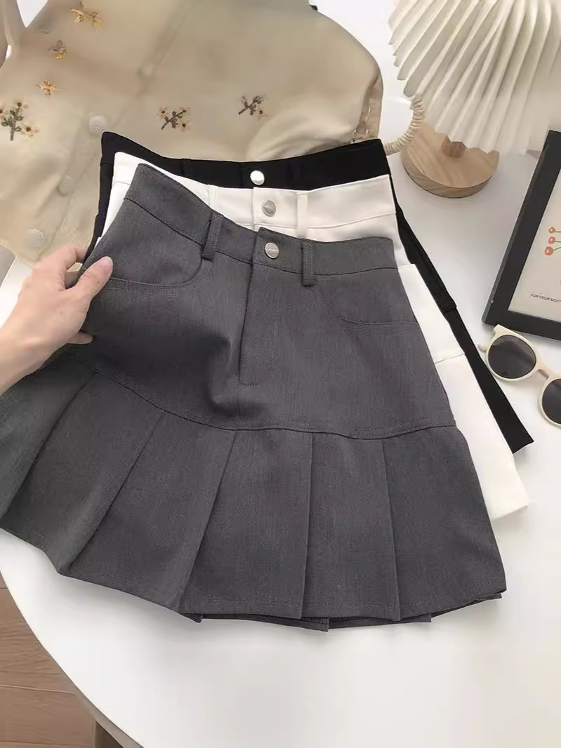Pleated Skirt Women's 2024 New Summer Design Jk Short Skirt Small A- line Skirt High Waist Slimming Skirt