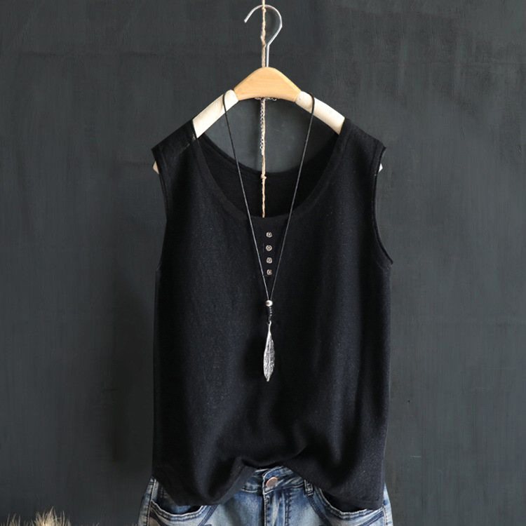 Summer Vest Bottoming Shirt for Mothers, Korean Style Thin Casual Women's Large Size Belly-Covering Slimming Inner Top