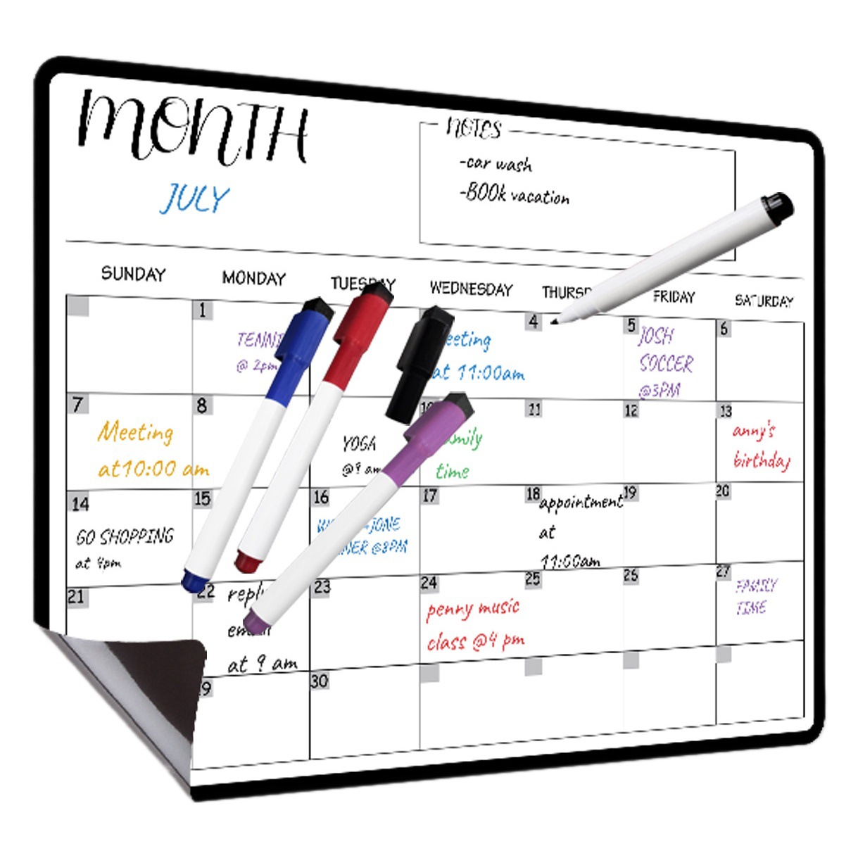 Size 42 x 30cm Month Week Schedule Dry Erasing Magnetic Refrigerator Calendar Message Sticker in stock