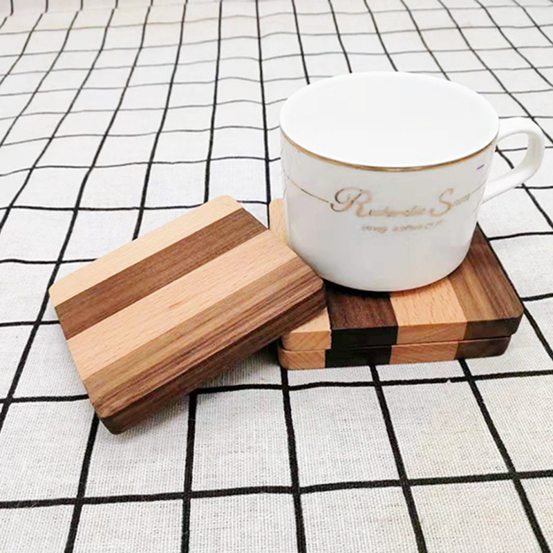 Picture of Creative Wooden Coaster Logo Engraved Fixed Wooden Tea Tray Cup Holder Tea Mat Wooden Tea Holder Japanese Heat Insulation Mat