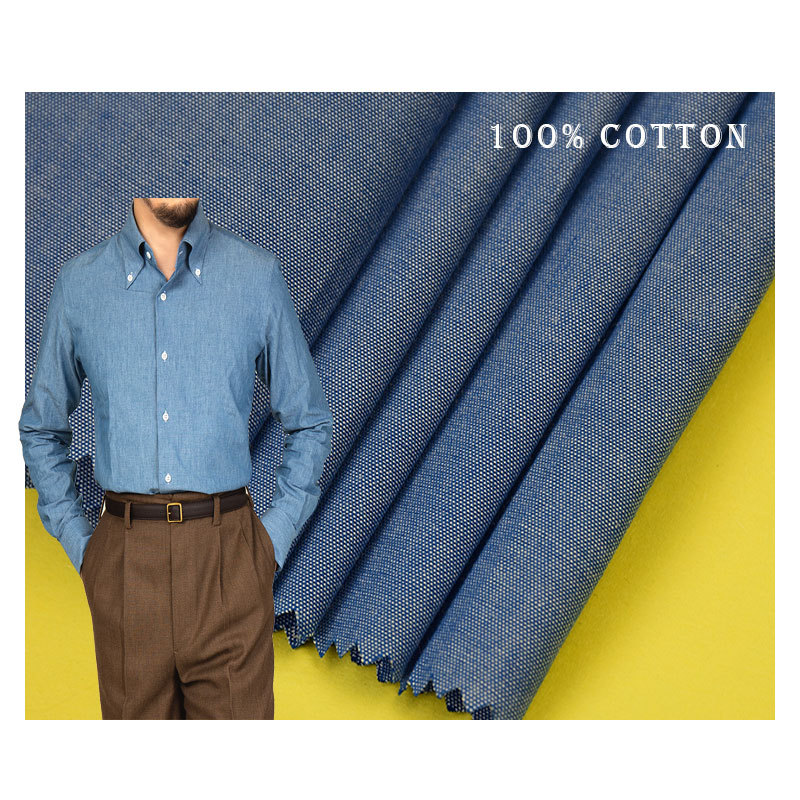 Pure Cotton Youth Cloth Denim Style Shirt Thin Men's Short Sleeve Teenager Shirt Spring and Summer Fabric