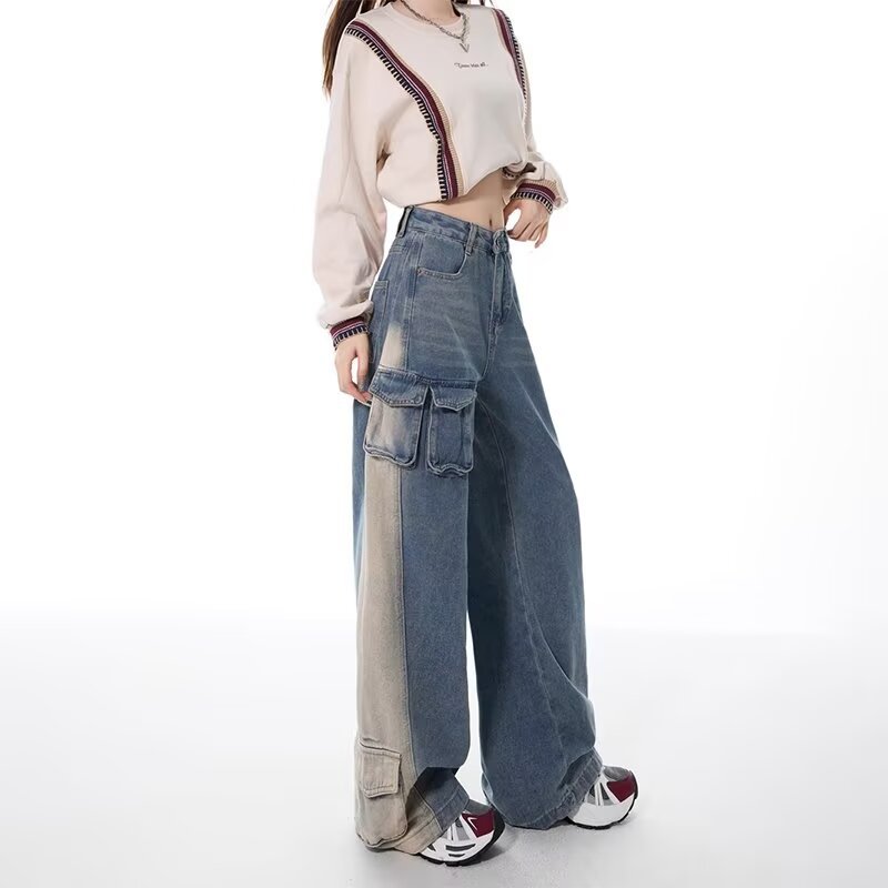 High Waist Wide Leg Jeans Women's Spring and Autumn New Loose Slimming Pear Figure Hip Covering Straight Trousers