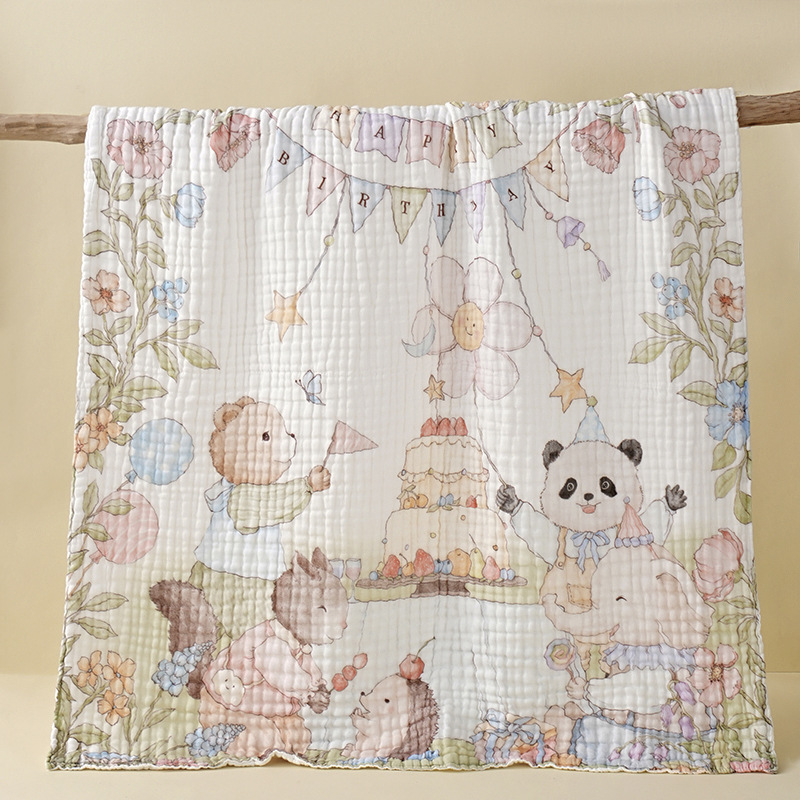 Baby Combed Cotton Six-Layer Pure Cotton Gauze Large Wrap Towel Absorbent Bath Newborn Baby Bath Towel Newborn Blanket