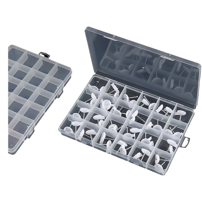 Fixed Bead Box with 24 Compartments, Transparent Plastic Storage Box for Beads, Soft Clay Pieces, Plastic Box, Square Stationery Empty Box, Pp