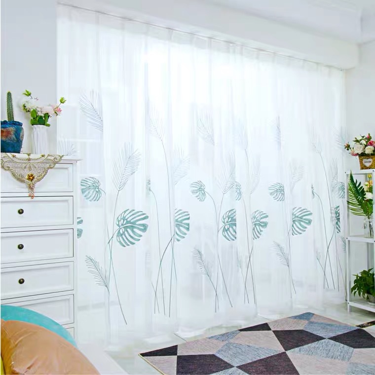 Internet Celebrity Embroidered Curtain Yarn Embroidered Window Yarn White Yarn Semi-shading Balcony Yarn Curtain Finished Bedroom Partition Yarn Curtain