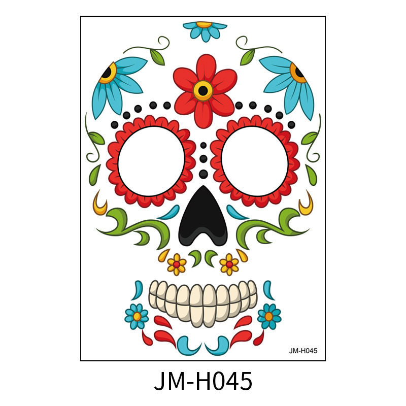Picture of Cross-Border Waterproof and Sweat-Proof Day of the Dead Masquerade Funny Makeup Temporary Stickers Halloween Face Tattoo Stickers