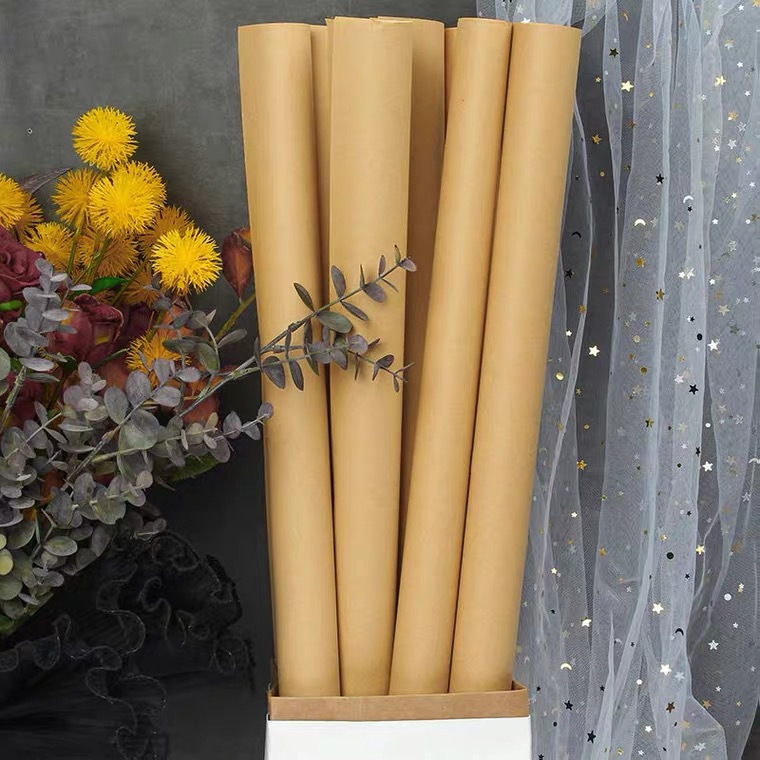 Solid color large size Kraft paper vintage English newspaper fresh bouquet gift box gift wrapping paper flower wrapping paper
