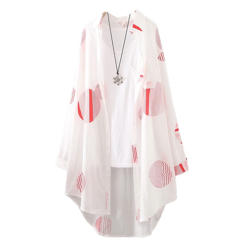 Picture of Literary Letters Mid-Length Fashionable Printed Loose Sun Protection Clothing Thin Cardigan Jacket for Women Spring and Autum 2025 New Style