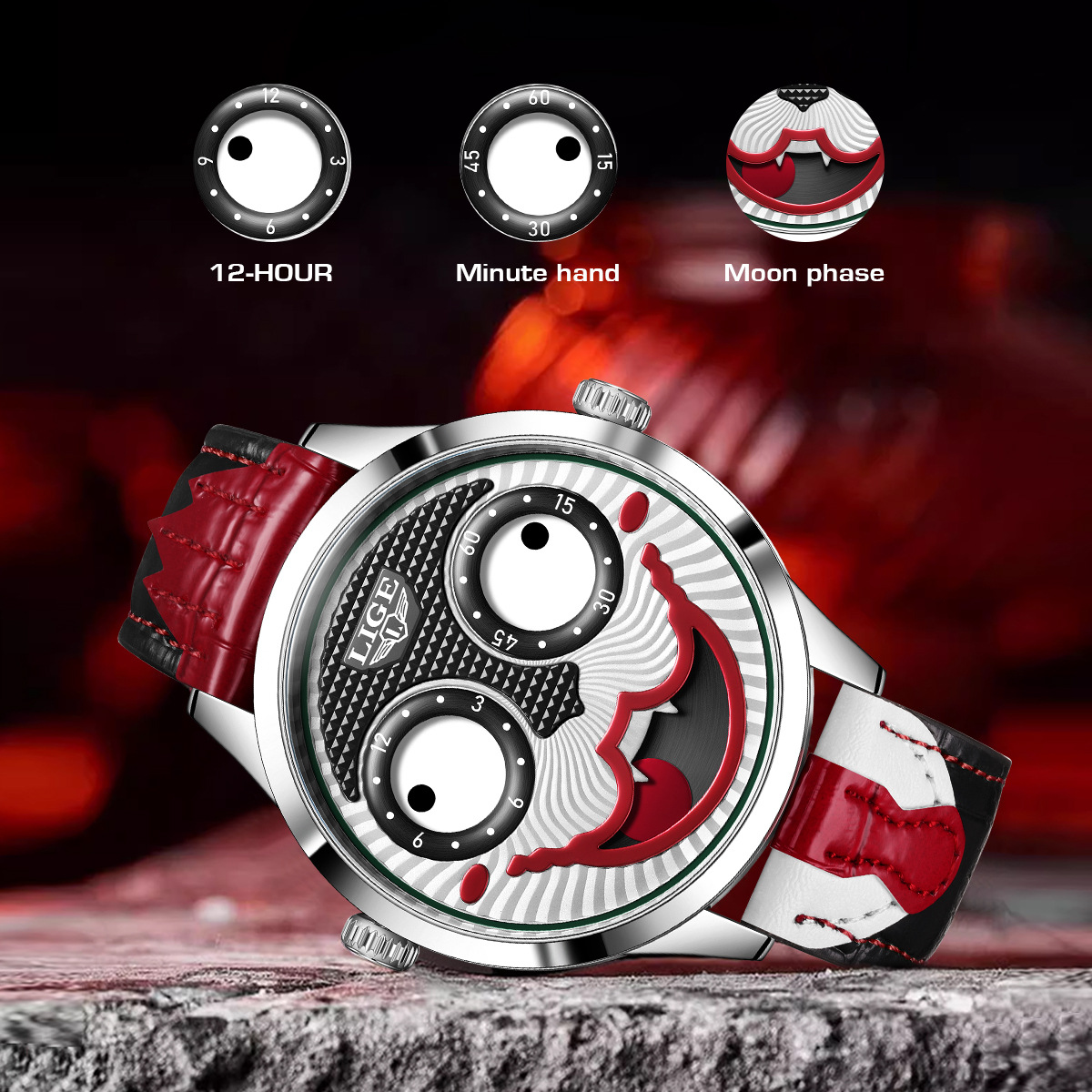 Picture of LIGE/LIGE Cross-border Clown Men's Watch European and American Fashion Trend Quartz Waterproof Watch