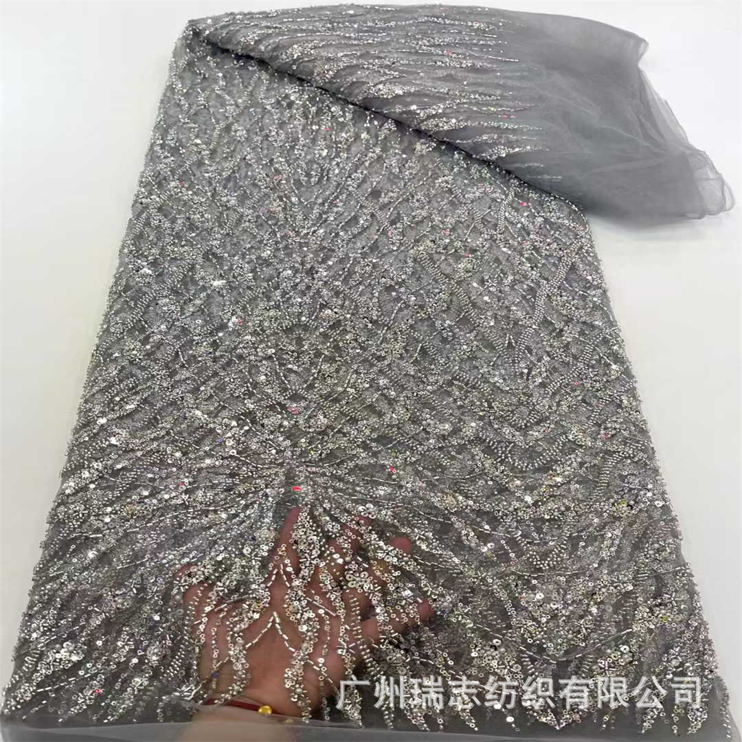 Irregular pattern bead tube fabric fabric dress wedding dress cheongsam children's clothing sequined embroidered lace fabric