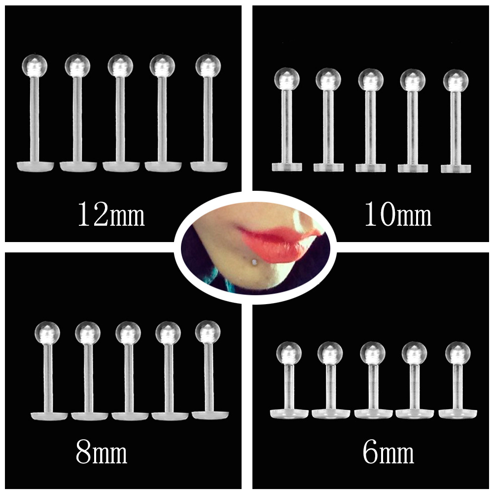 Cross-Border New Product Transparent Invisible Lip Nails Wholesale European and American Style Acrylic Ball Soft Rod Lip Student Piercing Jewelry