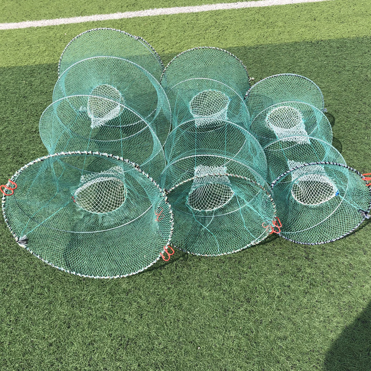 Spring fish cage fishing basket folding crab cage green pure polyethylene small mesh fishing cage shrimp cage wholesale