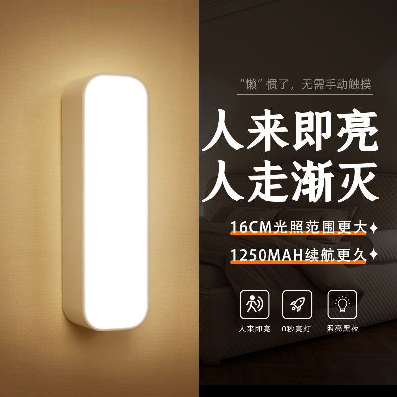 Human body sensor night light, smart rechargeable voice-controlled light, home wireless corridor wall night-activating hallway sensor light