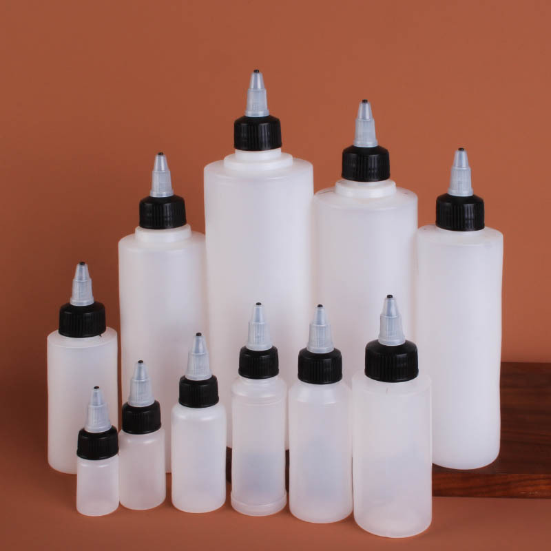 Wholesale 200/300/500ml Translucent Gel Cap Nose Bottle Squeeze Plastic Bottle Soft Glue Plastic Bottling