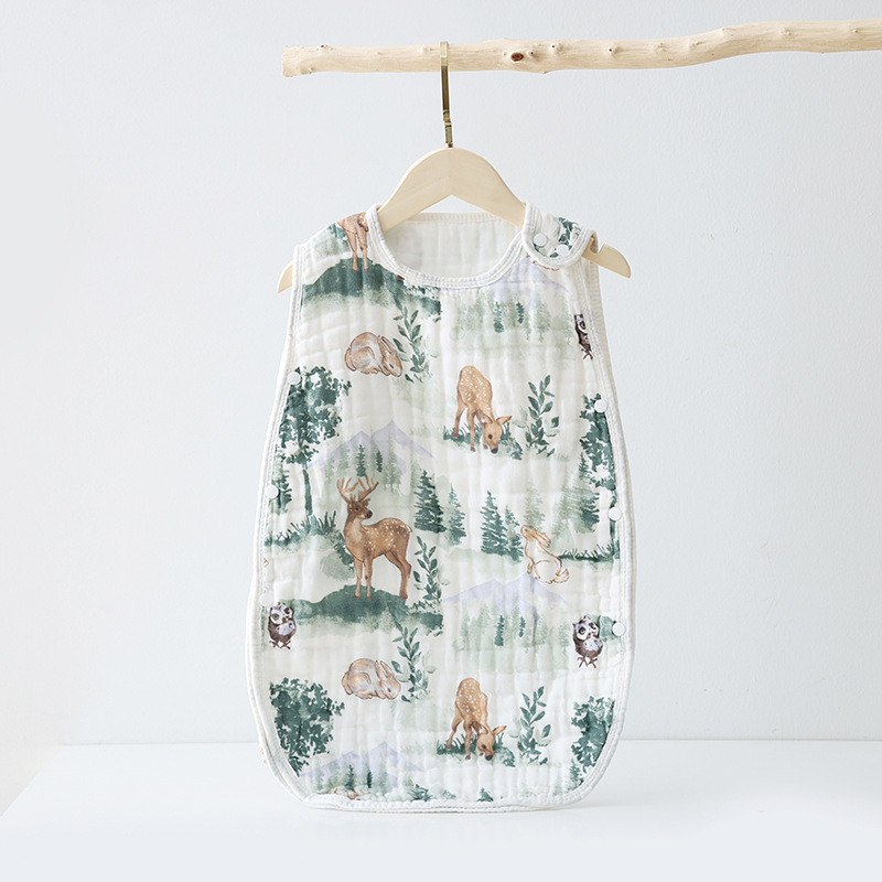 Picture of Spring and Summer Gauze Sleeping Bag Soft and Comfortable Absorbent Breathable Two-piece Neonatal Kick-proof Four or Six-layer Baby Sleeping Bag