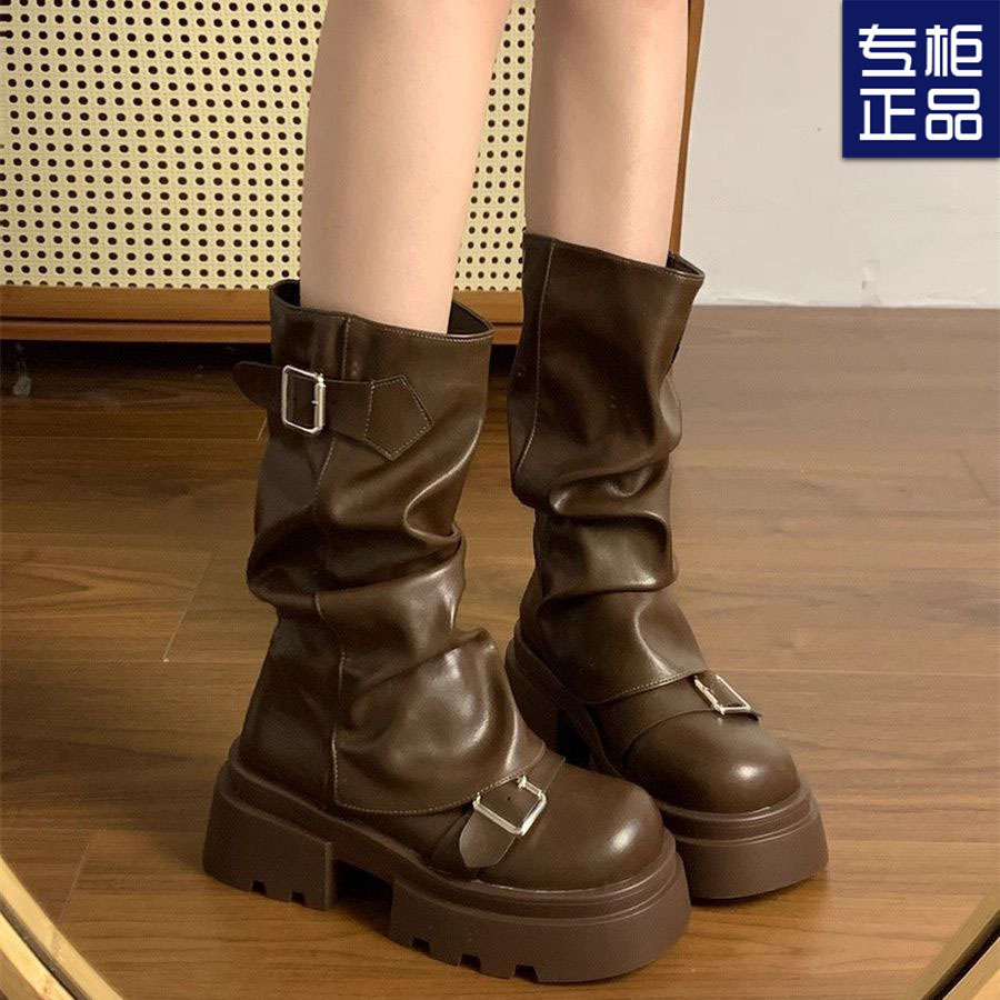 British Style Vintage Martin Boots Women's 2024 New Summer Thick Bottom Chunky Heel Short Boots Street Trousers Boots