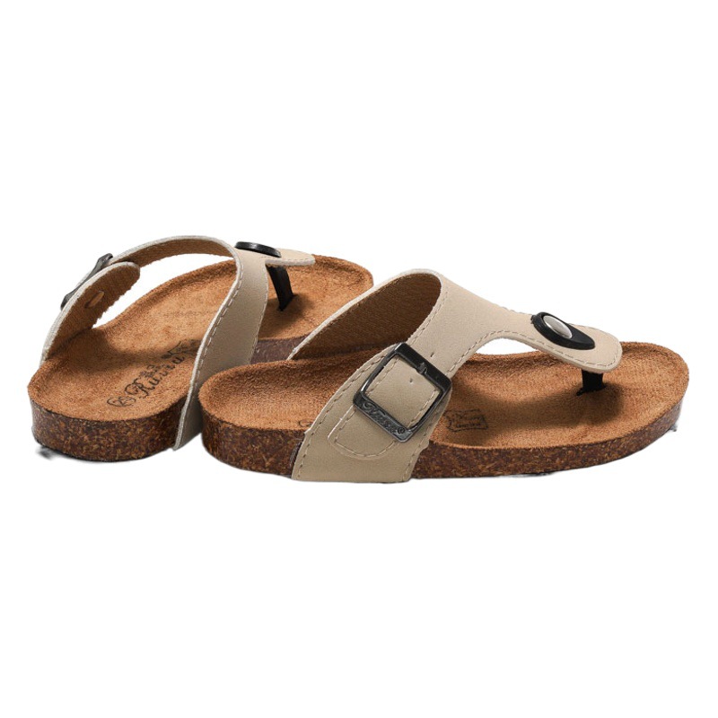 Spring and Summer 2025 Children's Boys' and Girls' Cork Slippers Boken Slippers One-Thong Flip-Flops Trendy Korean Style Beach Clip Flip-Flops