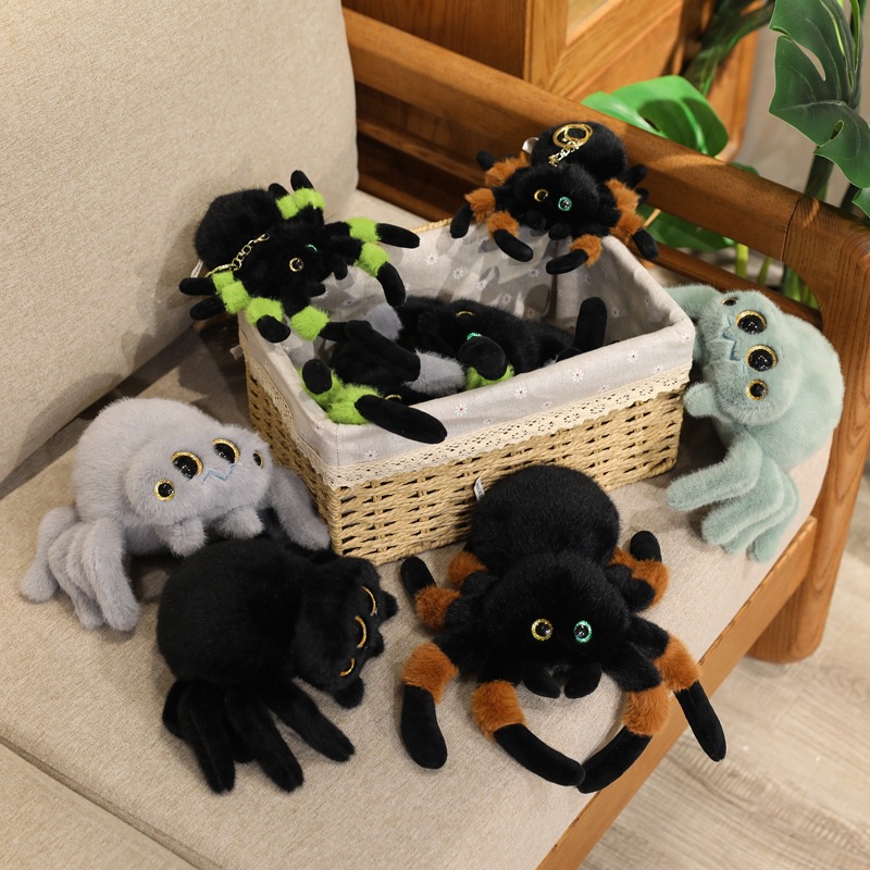 Picture of Cartoon Spider Doll Furry Insect Doll Simulation Colorful Four-Eyed Spider Plush Toy Pendant Gift