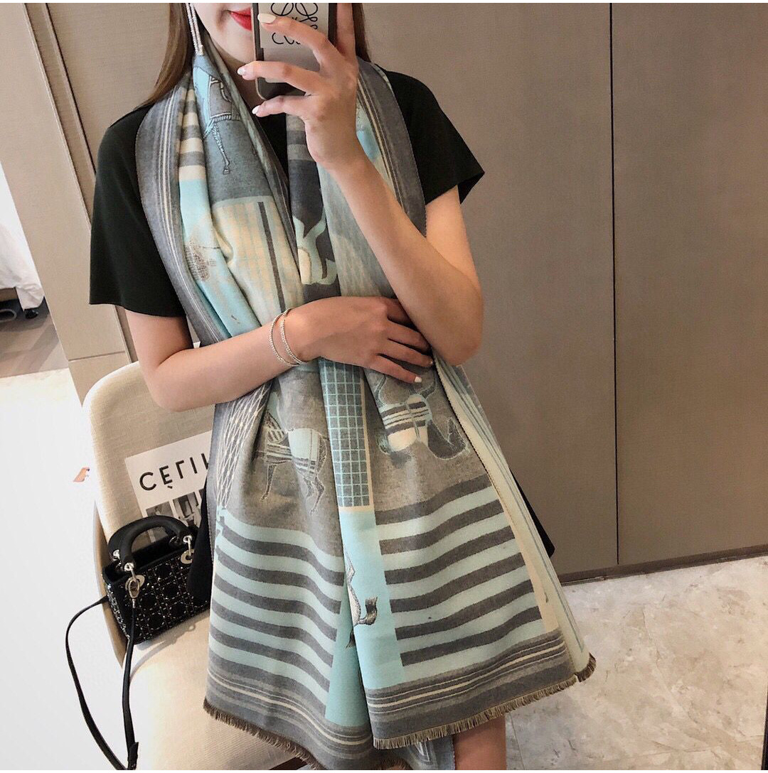 Picture of 2024 New Fashionable Big-Name Versatile Orange High-End Wool Cashmere Shawl Scarf for Women Winter Dual Use