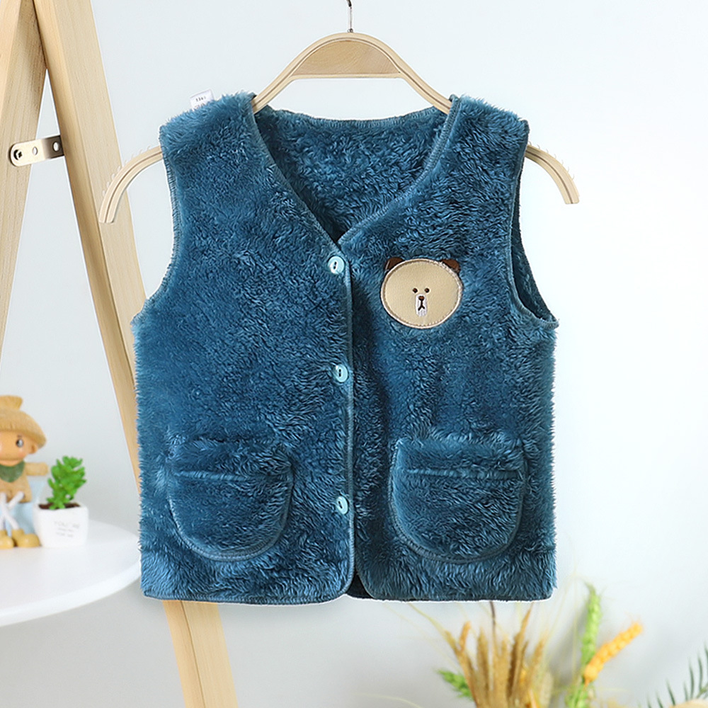 Picture of New children's plush vest autumn and winter thick baby cardigan boys and girls warm clothes children's clothing wholesale
