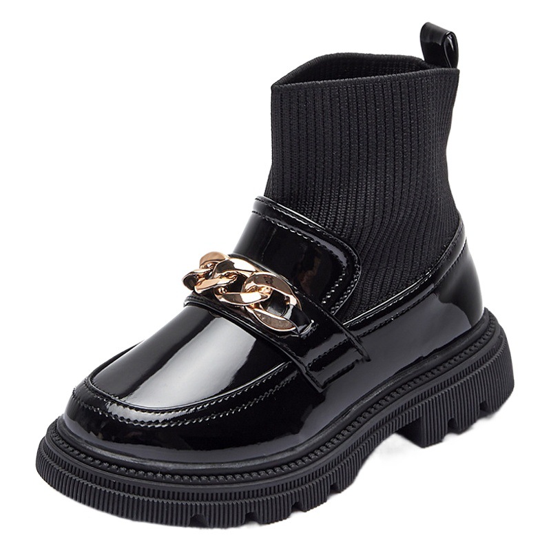 Girls' Socks and Shoes Baby New Autum Kidsren's Trendy Black Knitted Breathable Elastic Short Boots Boys' Sports Shoes