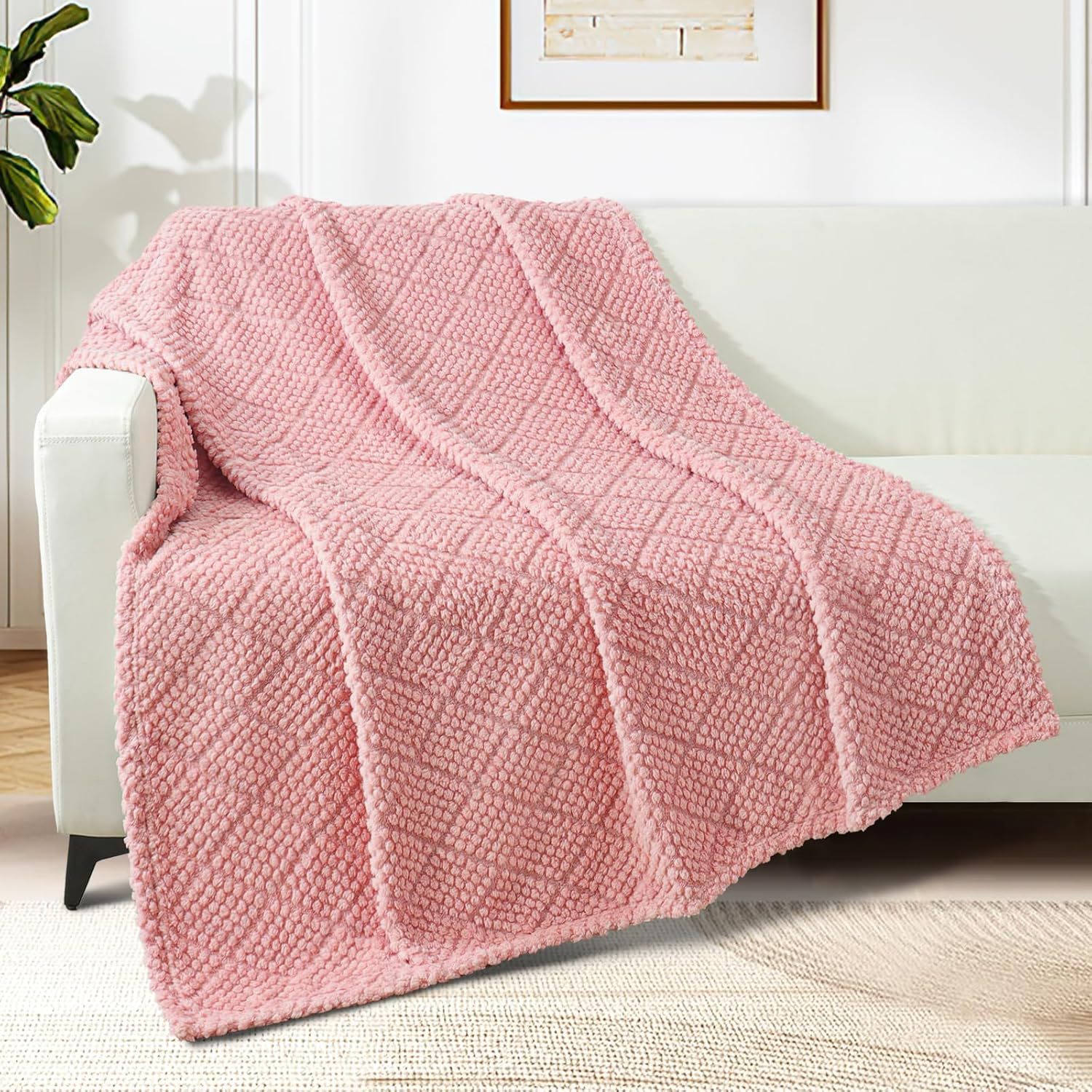 Picture of Cross-Border Mesh Corn Grain Flannel Blanket, Thickened and Fleece-Lined, Suitable for Office Nap, Skin-Friendly, Ultra-Soft Blanket